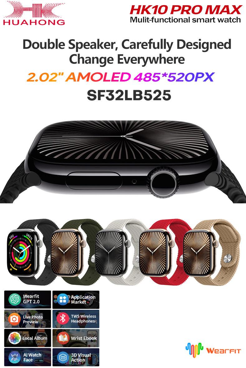 KIWITIME HK10 Pro Max Smartwatch – 2.02" AMOLED Display, AI Dial, Chatgpt, Local Music TWS Connection, Gravity sensor UI, Health Monitoring.