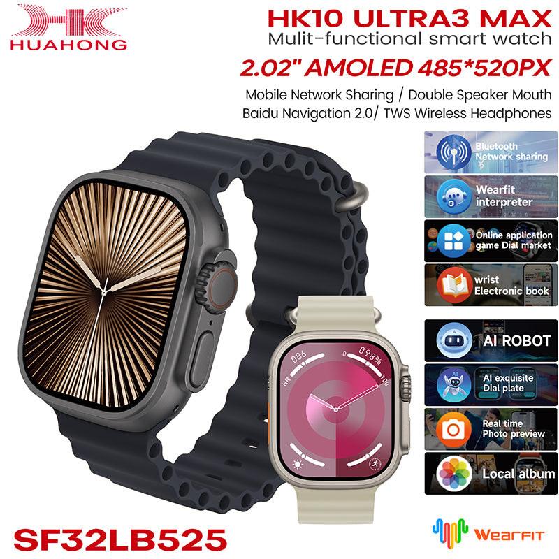 HK10 Ultra 3 Max martwatch 2.02" AMOLED Screen 1GB Rom Support Local Music TWS Connection.