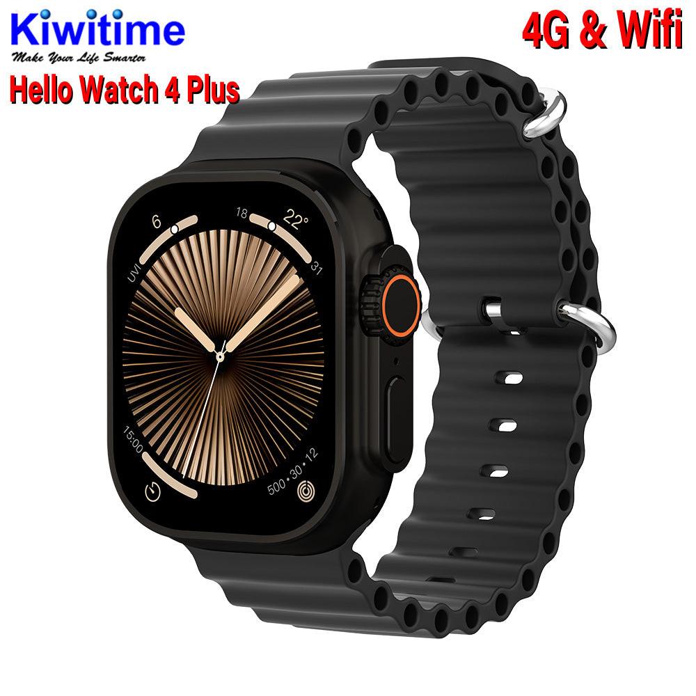 KIWITIME HELLO Watch 5 PLUS 4G Smartwatch 2.04" AMOLED Screen 2GB Ram 16G Rom Support Local Music TWS Connection.