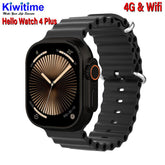 KIWITIME HELLO Watch 5 PLUS 4G Smartwatch 2.04" AMOLED Screen 2GB Ram 16G Rom Support Local Music TWS Connection.