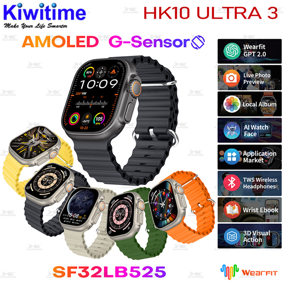 HK10 Ultra 3 WF Version Smartwatch 2.02" AMOLED Screen 1GB Rom Support Local Music TWS Connection