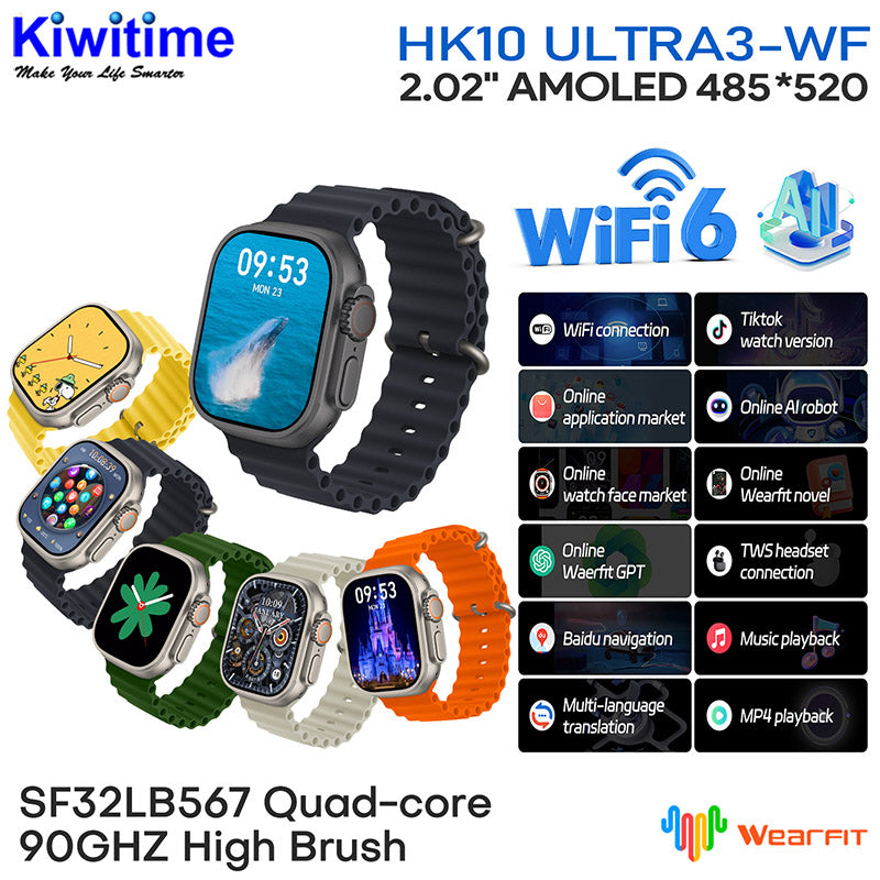 HK10 Ultra 3 WF Version Smartwatch 2.02" AMOLED Screen 1GB Rom Support Local Music TWS Connection