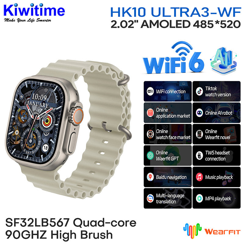 HK10 Ultra 3 WF Version Smartwatch 2.02" AMOLED Screen 1GB Rom Support Local Music TWS Connection