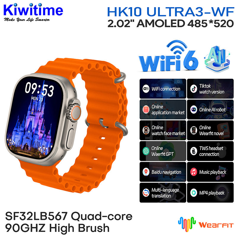 HK10 Ultra 3 WF Version Smartwatch 2.02" AMOLED Screen 1GB Rom Support Local Music TWS Connection